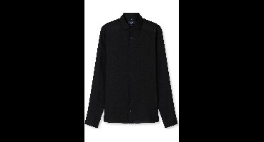 OLYMP SIGNATURE Casual Tailored Fit Linnen Overhemd zwart, Effen