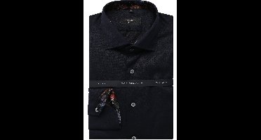 OLYMP SIGNATURE Tailored Fit Overhemd nachtblauw, Gestructureerd