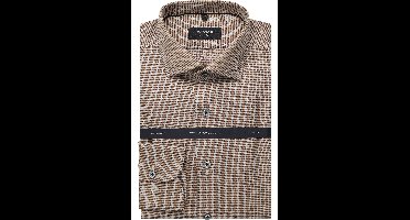 OLYMP SIGNATURE Tailored Fit Overhemd bruin, Gestructureerd