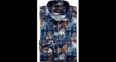 OLYMP SIGNATURE Tailored Fit Overhemd nachtblauw, Bedrukt