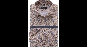 OLYMP SIGNATURE Tailored Fit Overhemd beige, Bedrukt