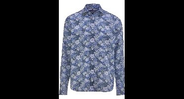 OLYMP SIGNATURE Casual Tailored Fit Linnen Overhemd grijs, Bedrukt