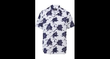 OLYMP SIGNATURE Casual Tailored Fit Linnen Overhemd nachtblauw, Bedrukt