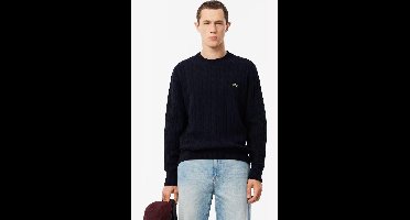 Lacoste Trui ronde halsdonkerblauw, Cable knit