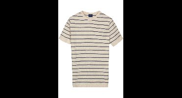 Baileys Modern Fit korte-mouwen trui beige, Gestreept