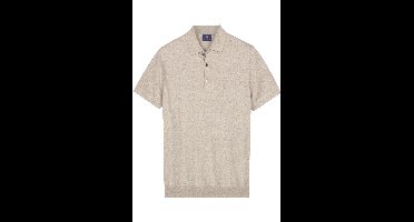 Baileys Modern Fit gebreide polo beige, Effen