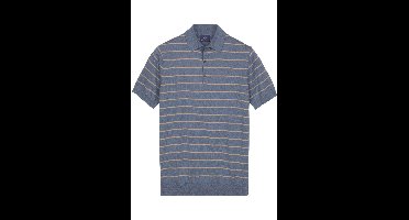 Baileys Modern Fit gebreide polo blauw, Gestreept