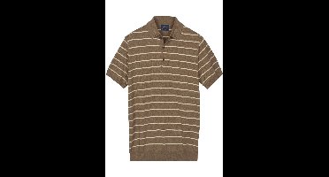Baileys Modern Fit gebreide polo taupe, Gestreept