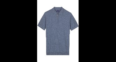 Baileys Modern Fit gebreide polo blauw, Effen