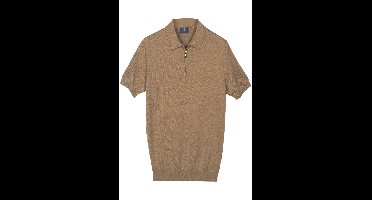 Baileys Modern Fit gebreide polo taupe, Effen