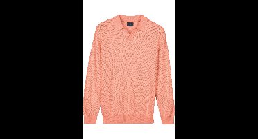 Baileys Regular Fit Poloshirt lange mouw abrikoos, Gestructureerd