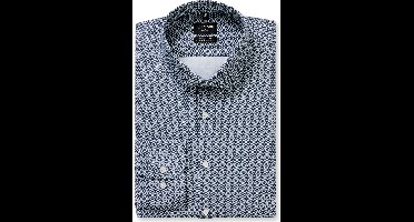 OLYMP No. Six Performance Climate Control Super Slim Overhemd blauw, Bedrukt