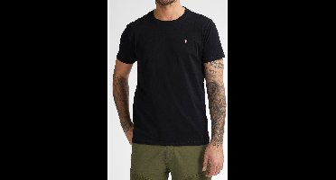 Petrol Industries Regular Fit T-Shirt ronde hals zwart, Effen
