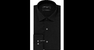 Michaelis Slim Fit Overhemd zwart, Effen