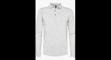 Profuomo Poloshirt lange mouw grijs, Effen