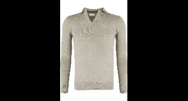 Profuomo Poloshirt lange mouw beige, Effen