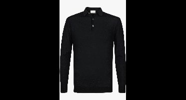 Profuomo Poloshirt lange mouw zwart, Effen