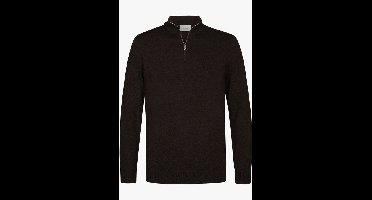 Profuomo Luxury Trui ritssluiting bruin, Effen