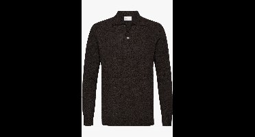 Profuomo Poloshirt lange mouw bruin, Effen