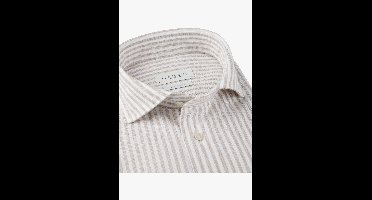 Profuomo Linnen Overhemd beige, Gestreept