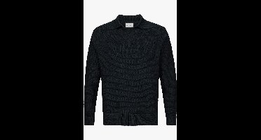 Profuomo Poloshirt lange mouw marine, Effen