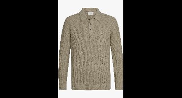 Profuomo Poloshirt lange mouw beige, Effen