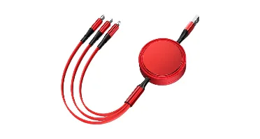 3-in-1 5A 100W USB-A naar Micro/iP/Type-C Telescoopkabel Snelladen Puur Koper Kernlijn 1,2M Lang voor iPhone 16 15 14 13