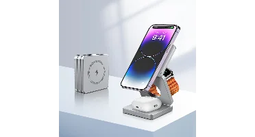 BlitzWolf BW-iw30 3-in-1 Vouwbare Magnetische 15W Draadloze Oplader Snelle Oplaadstation voor iPhone 17 16 15 14 13 12 P