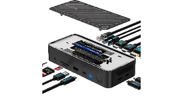 WAVLINK 13-in-1 USB-C Dockingstation met M.2 PCIe en SATA SSD Behuizing 4K Drievoudige Weergave 100W PD Opladen 10Gbps 5