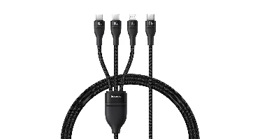 Baseus Flash Serie 3 100W Type-C naar Type-C+Type-C+iP Kabel PD Snelladen Gegevensoverdracht Koperen Kernlijn 1.5M Lang