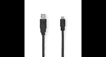Platte USB 2.0-Kabel | A Male - Micro-B Male | 1,0 m | Zwart