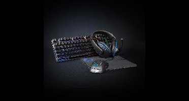 Gaming Combo Kit | 5-in-1 | Toetsenbord, Koptelefoon, Muis en Muismat | Zwart | AZERTY | Frans