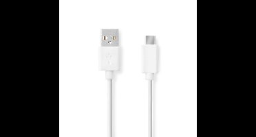 USB-Kabel | USB 2.0 | USB-A Male | USB-C Male | 480 Mbps | Vernikkeld | 1.00 m | Rond | PVC | Wit