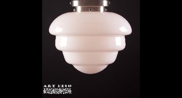 Art deco plafondlamp Oxford / Glasgow |Ø 30 cm | staal / wit / opaal glas | gispen / retro / jaren