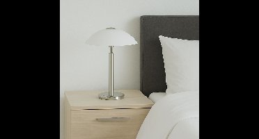 Tafellamp Touch groot | wit / staal | 35 cm | dimbaar | modern design | slaapkamer / woonkamer lamp