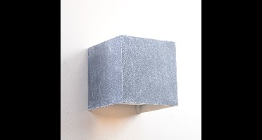 Vierkante muurlamp betonlook | 1 lichts | grijs | aluminium / metaal | 9,5 x 9,5 x 9,5 cm | wandlamp