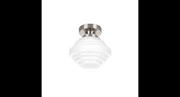 Art deco plafondlamp York |Ø 15 cm | staal / wit / opaal glas | gispen / retro / jaren 30