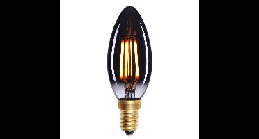Highlight LED kaarslamp Titanium Glas Spiraal Filament 240V 4W 130lm E14, 2200K Dimbaar,