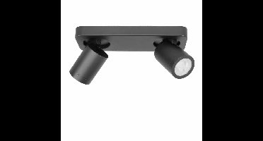 IP44 badkamer rechthoekige spot Oliver | 2 lichts | zwart | kunststof / metaal |Ø 6 cm | 26 x 9,5