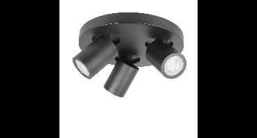 IP44 badkamer ronde spot Oliver | 3 lichts | zwart | kunststof / metaal |Ø 25 cm | badkamer lamp |