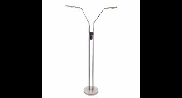 Staande leeslamp Murcia | 2 lichts | grijs / staal / zilver | metaal | 145 cm hoog |Ø 26 cm voet |