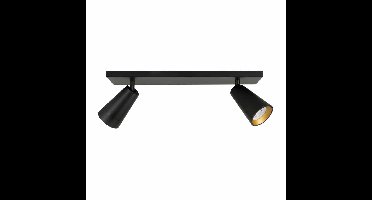 Moderne plafondspot balk Petunia | 2 lichts | zwart / goud | kunststof / metaal | 40 x 10 cm |