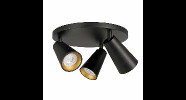 Moderne spot Petunia | 3 lichts | zwart / goud | kunststof / metaal |Ø 25 cm | Ø 5,5 cm | hal /