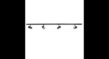 Spanningsrail 150 cm | zwart | 4 verstelbare spots | GU10 | dimbaar | wand en plafond | modern