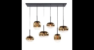 Moderne hanglamp Bellini | 6 lichts | goud / zwart | glas / metaal | in hoogte verstelbaar tot 130