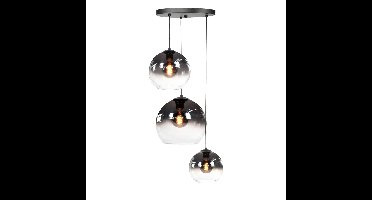 Ronde eettafellamp 3-lichts glas helder - smoke