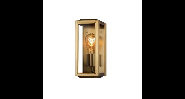 Rechthoekige messing buitenlamp met glas