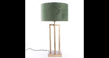 Tafellamp vierkant met velours kap Roma | 1 lichts | brons / groen | metaal / stof |Ø 30 cm |