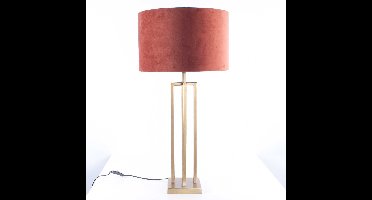 Tafellamp vierkant met velours kap Roma | 1 lichts | bruin / goud | metaal / stof |Ø 40 cm | 79 cm