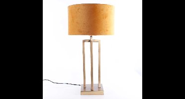 Tafellamp | 30 cm | roma vierkant | E27 | brons geel goud bruin | metaal stof | modern romantisch